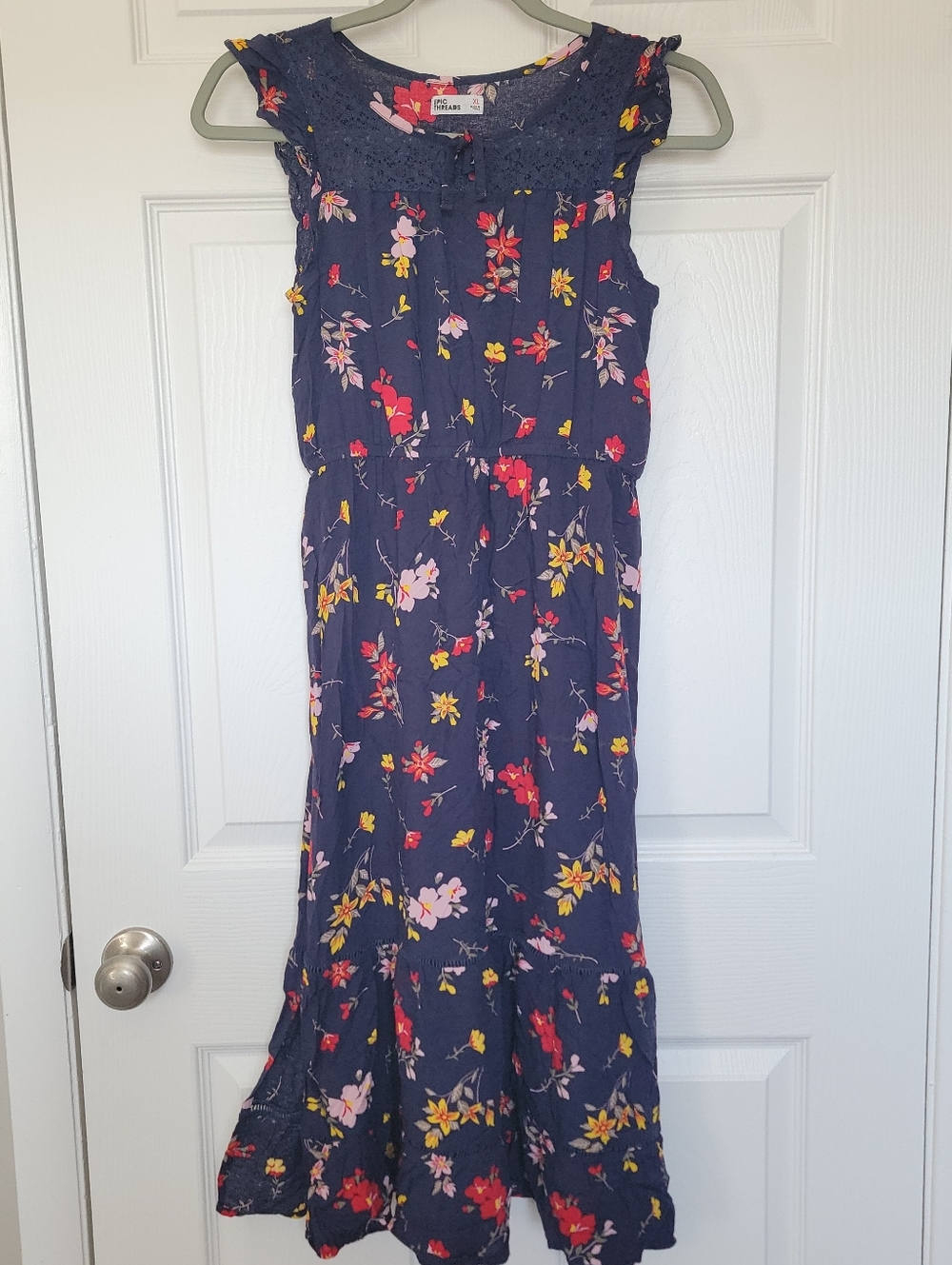 Epic Threads Navy Blue Floral Sundress Girls Size XL